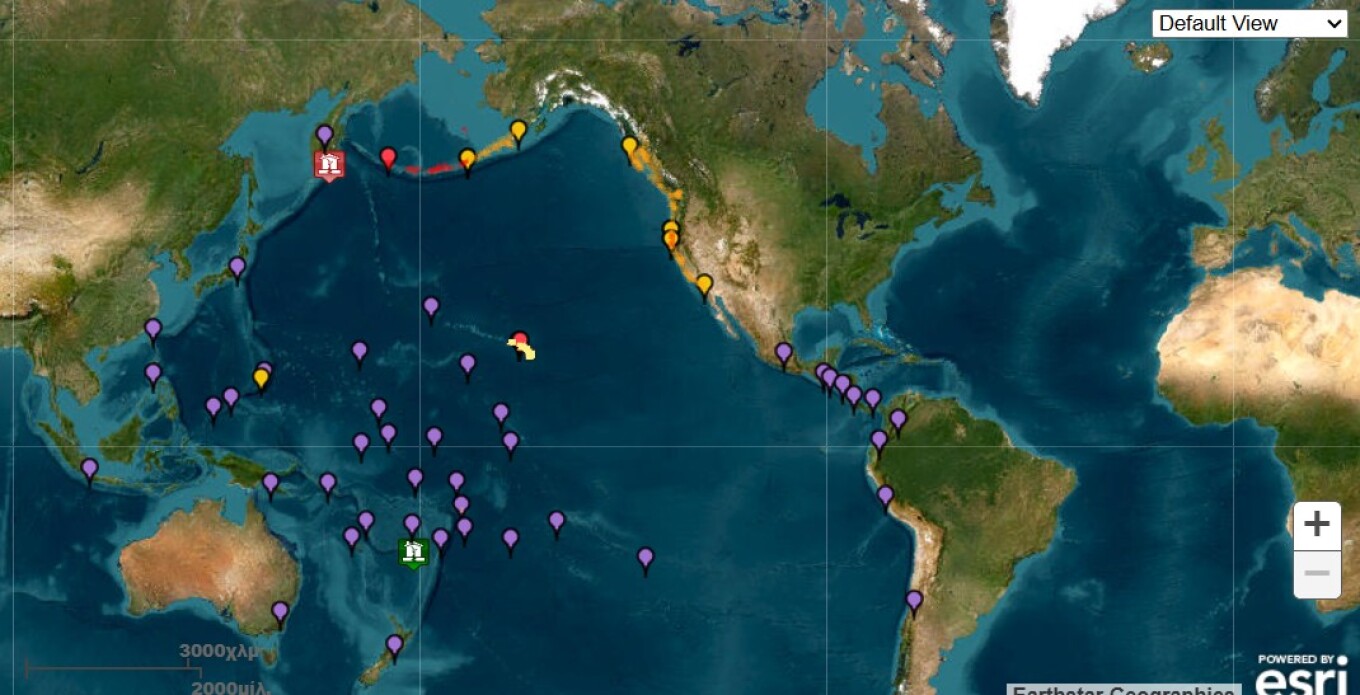 Στο «κόκκινο» ο Ειρηνικός: Ποιες χώρες και νησιά βρίσκονται σε κατάσταση συναγερμού για τσουνάμι (χάρτης)