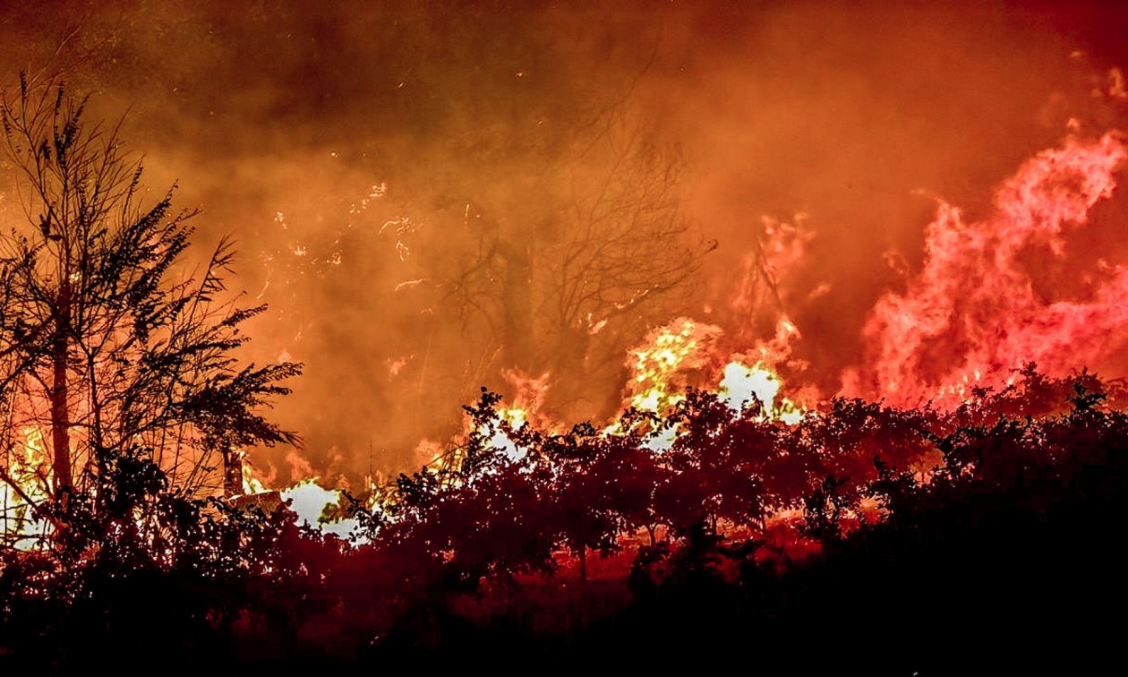 Χίος: Αναζωπυρώθηκε το μέτωπο της φωτιάς