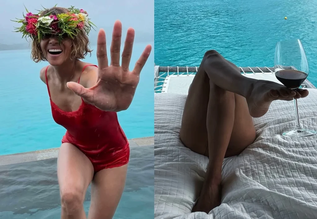 Στιγμές ξεγνοιασιάς για την Χάλι Μπέρι: Φωτογραφίζεται μέσα σε πισίνα με λουλουδένιο στεφάνι στο κεφάλι της