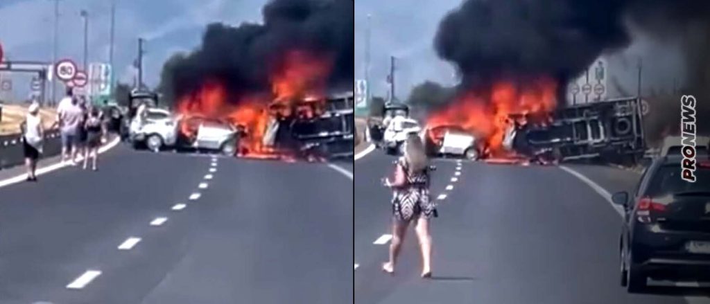 Σοκαριστικό τροχαίο δυστύχημα στην Εγνατία Οδό – Τρεις άνθρωποι απανθρακώθηκαν (βίντεο)