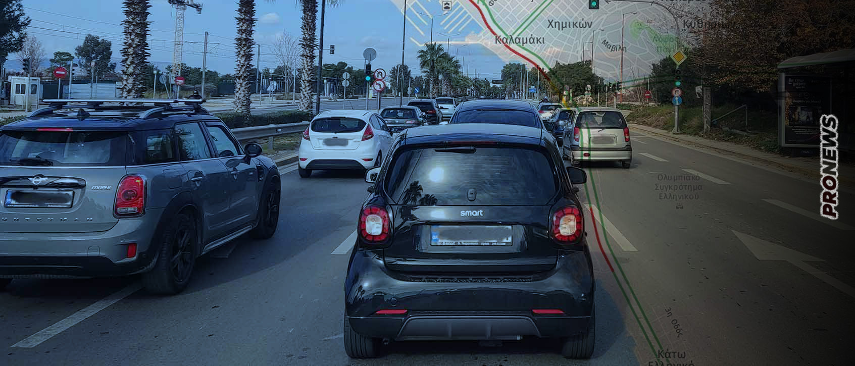 «Έμφραγμα» στην παραλιακή λεωφόρο Ποσειδώνος της Αθήνας: Για 10 χλμ. χρειάστηκαν 54′!