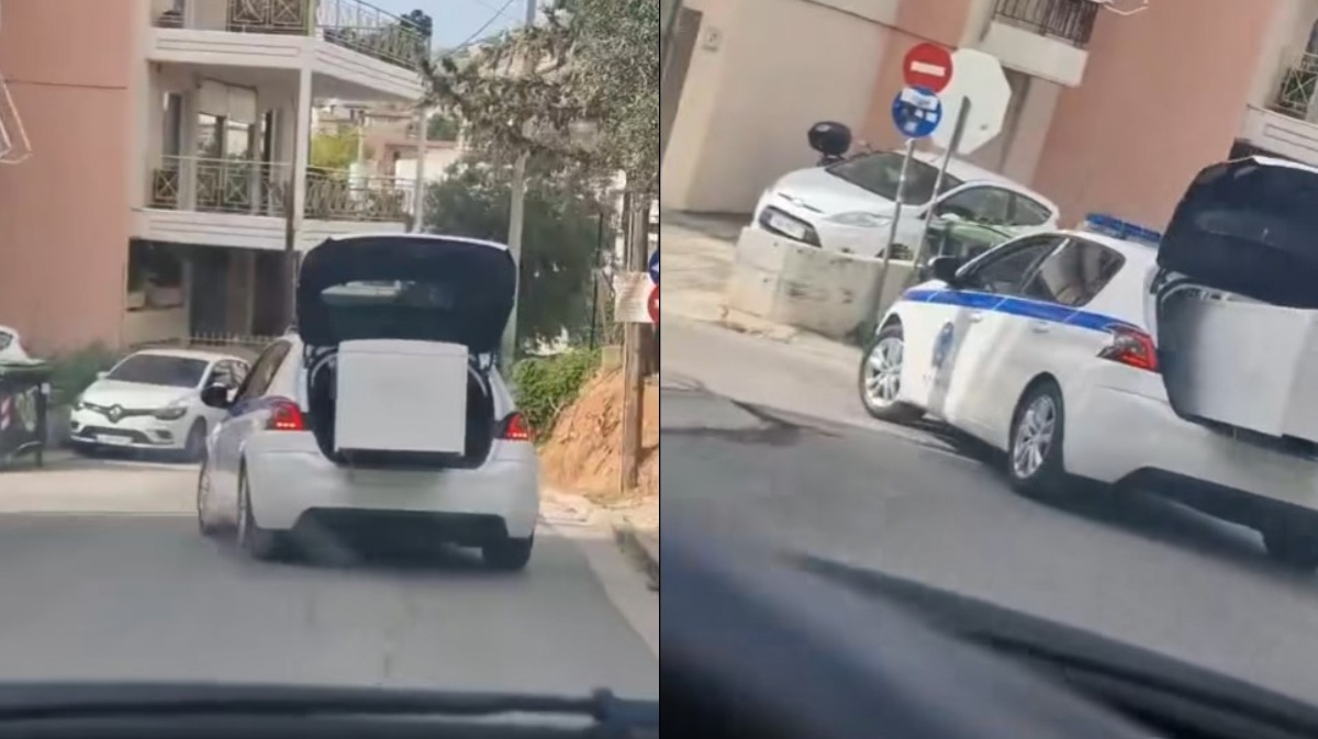 ΕΛ.ΑΣ: Σε διαθεσιμότητα ο αστυνομικός που οδηγούσε το περιπολικό που μετέφερε… ψυγείο (βίντεο)