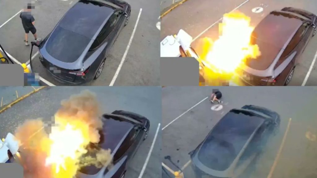 Βίντεο: Η στιγμή που βραχυκυκλώνει φορτιστής Tesla στον Καναδά και αρπάζει φωτιά μετά από έκρηξη!