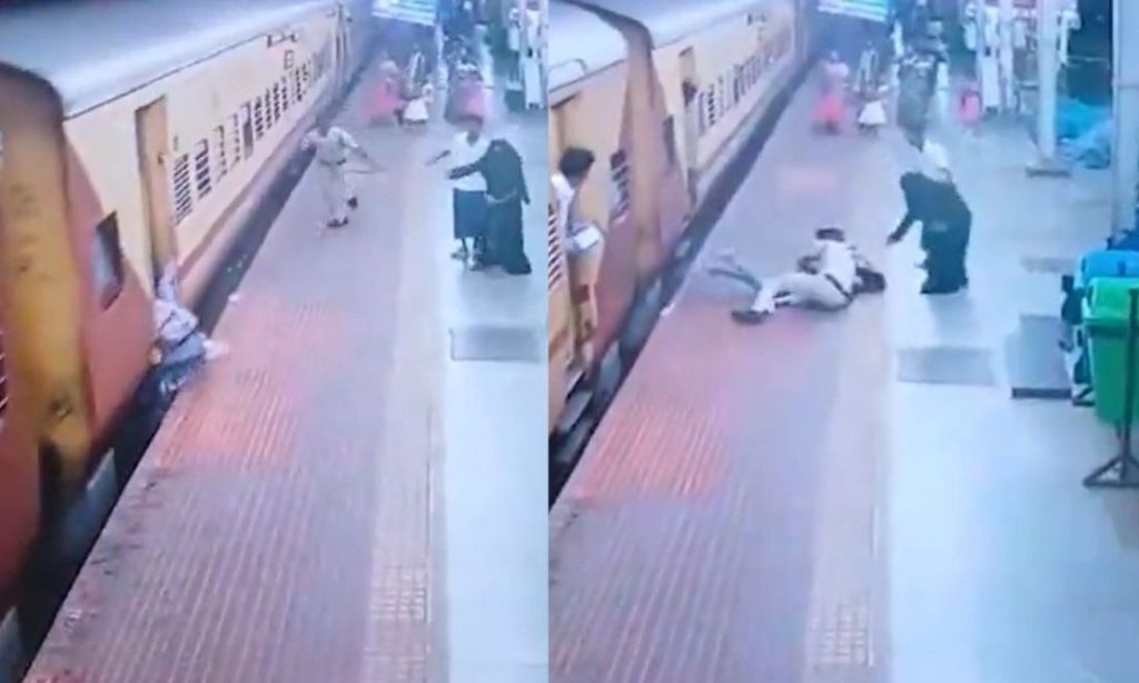 Ινδία: Αστυνομικός σώζει τη τελευταία στιγμή γυναίκα που κινδύνευσε να πέσει στο κενό ανάμεσα σε τρένο και αποβάθρα