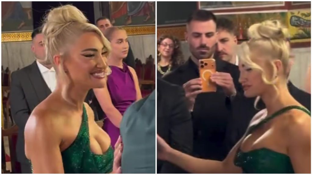 Μαζί με τον σύντροφό της Δ.Σπυριδωνίδη στο γάμο της Σ.Πάσσαρη η Ι.Τούνη – Η στιγμή που την τραβούσε βίντεο