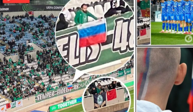 Σηκώθηκαν σημαίες της Ρωσίας και της ΕΣΣΔ από τους οπαδούς της Ομόνοιας στον αγώνα με την Ντιναμό Κιέβου (φωτό)