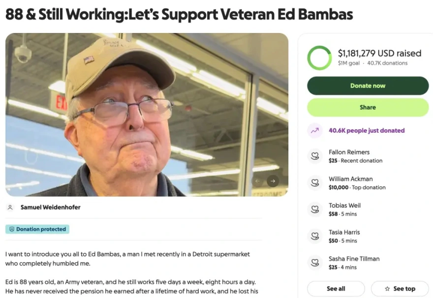 ΗΠΑ: Influencer συγκέντρωσε πάνω από ένα εκατ. δολάρια για 88χρονο βετεράνο που έχασε τη σύνταξή του