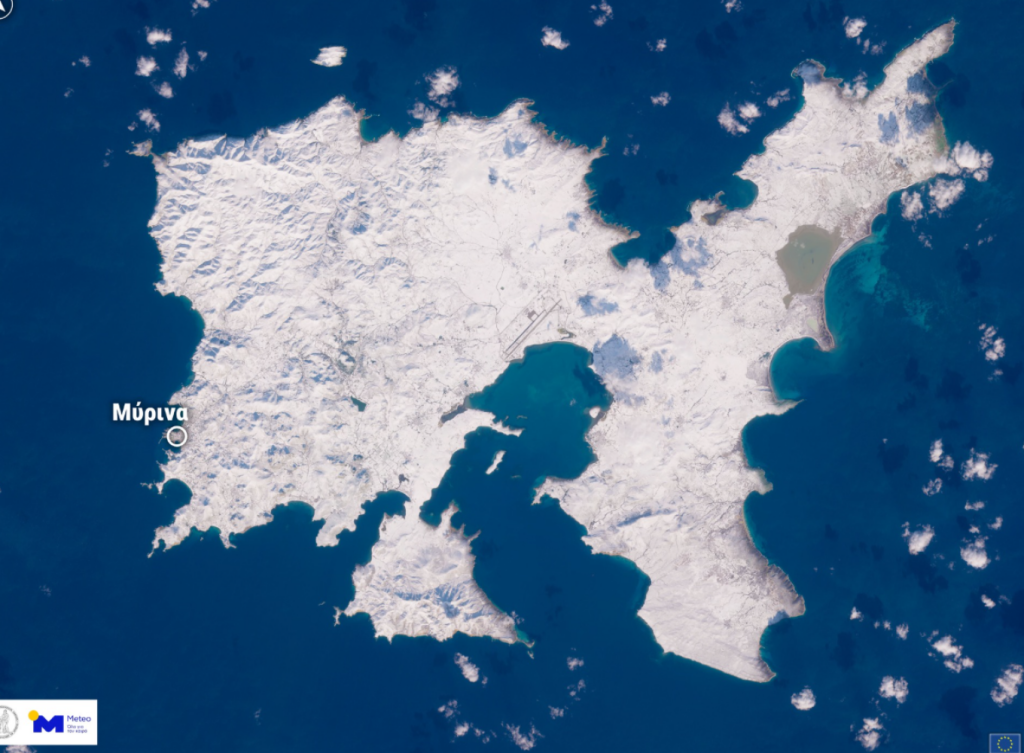 Χιονοπτώσεις στη Λήμνο: Σαν νησί στη Θάλασσα του Μπάρεντς