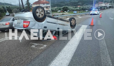 Παραλίγο τραγωδία στην Ηλεία: Ανεμοστρόβιλος αναποδογύρισε αυτοκίνητο εν κινήσει – Εγκλωβίστηκε η οδηγός