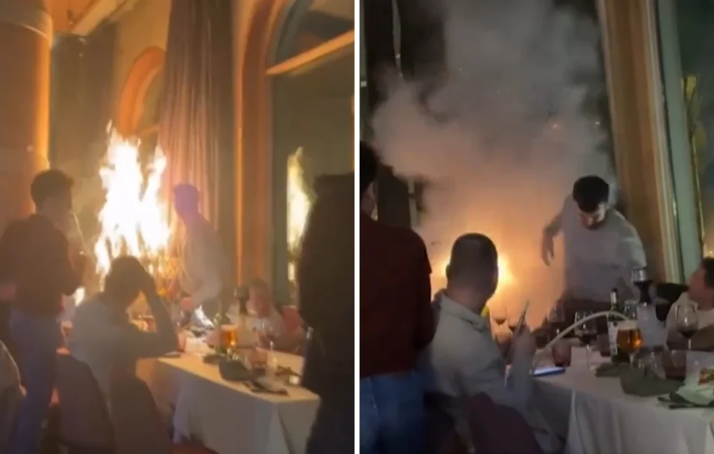 Παραλίγο νέα τραγωδία Κραν Μοντανά: Εστιατόριο έπιασε φωτιά από πυροτεχνήματα σε γεύμα με θέμα το τσίρκο (βίντεο)