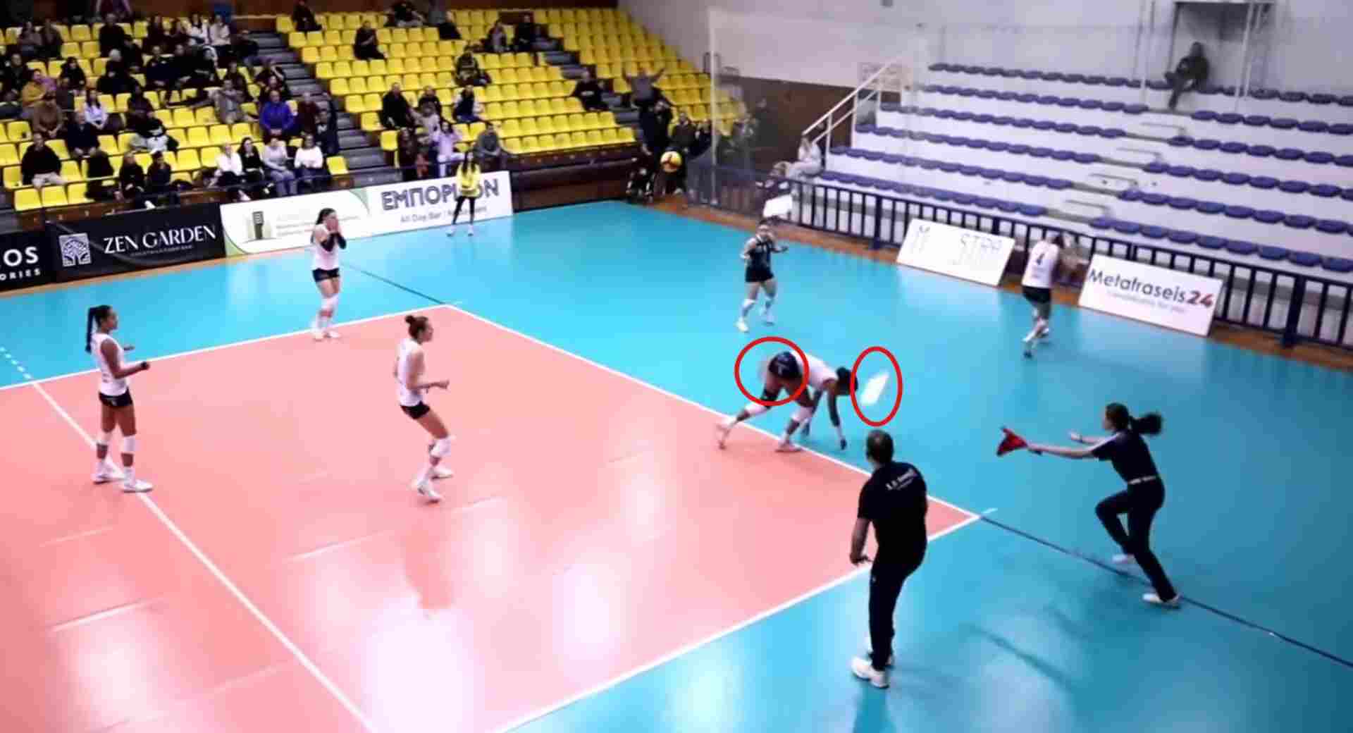 Βίντεο: Έπεσαν κομμάτια από το ταβάνι πάνω σε παίκτρια κατά τη διάρκεια του Άρης-ΑΟ Θήρας!