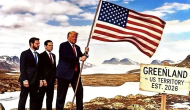 Ο Ν.Τραμπ απαντά στην ΕΕ για Γροιλανδία με ΑΙ φωτογραφία: «Καρφώνει» αμερικανική σημαία στο νησί!