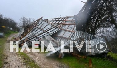 Ανεμοστρόβιλος «σάρωσε» την Πηνεία Ηλείας: Κατέρρευσε στάβλος – Χάθηκαν δεκάδες ζώα (βίντεο)