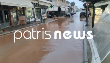 Κακοκαιρία Kristin: «Ποτάμια» οι δρόμοι στη Βάρδα Ηλείας μετά την ισχυρή νεροποντή (φώτο)