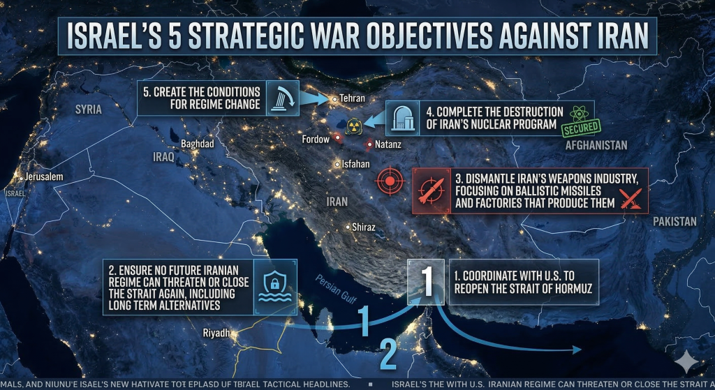 Πόλεμος μέχρι  τέλους: Το Ισραήλ αποκάλυψε τους 5 κύριους στόχους  που μετατρέπουν τη Μέση Ανατολή σε «καμένη γη»