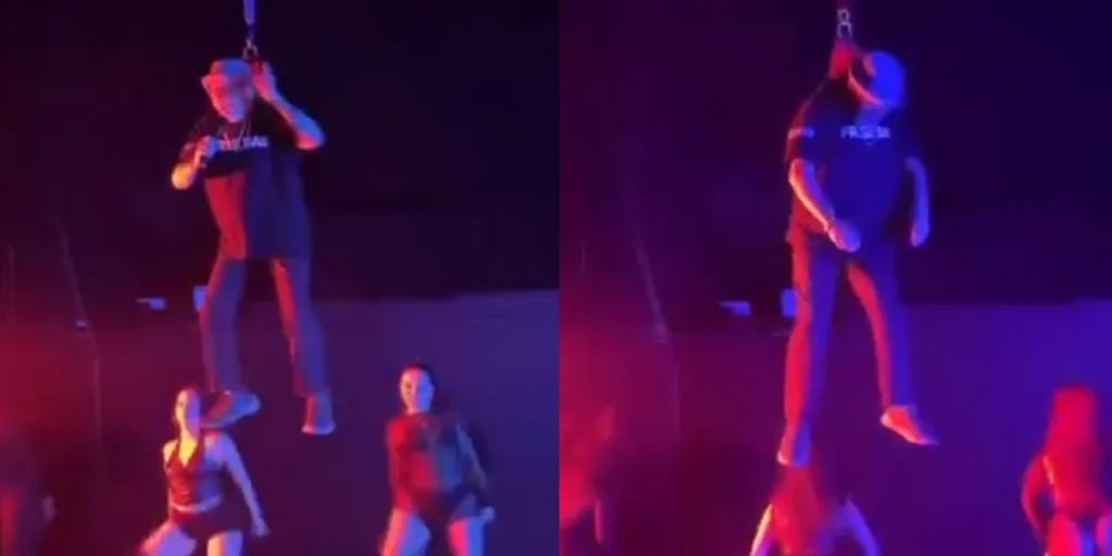 Βίντεο: Βρετανός ηλικιωμένος ράπερ έχασε τις αισθήσεις του στη σκηνή ενώ κρεμόταν στον αέρα από ζώνη!