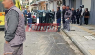 Τροχαίο ατύχημα για τετραμελή οικογένεια στην Πάτρα – Αναποδογύρισε το αμάξι τους (φωτο)