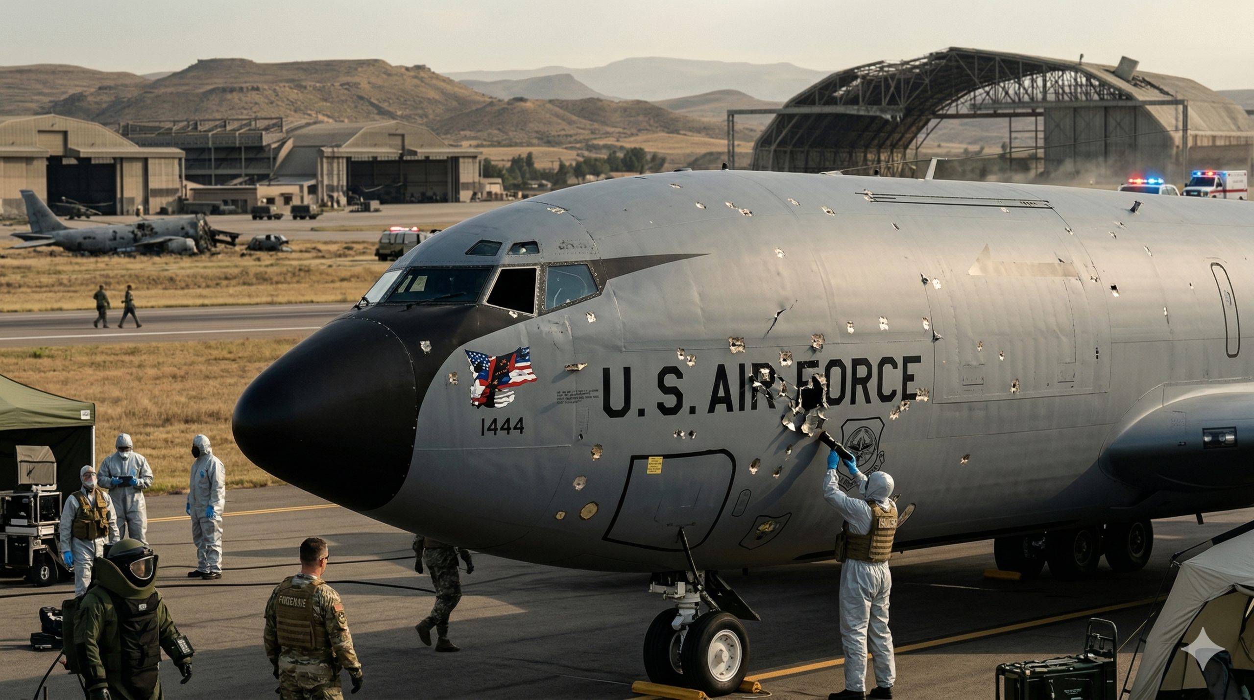 «Λαβωμένο» αμερικανικό Stratotanker στη Βρετανία – Τα σημάδια από τους ιρανικούς πυραύλους