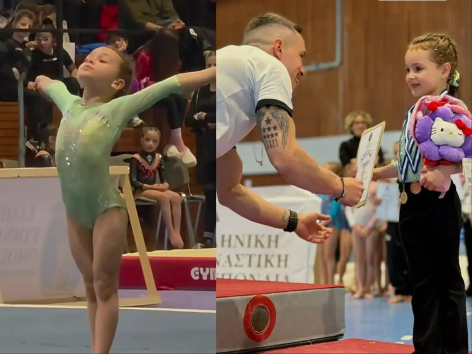 Περήφανοι γονείς η Β.Μιλλούση και ο Λ.Πετρούνιας: Η 6χρονη κόρη τους κατέκτησε 4 μετάλλια στην ενόργανη (βίντεο)