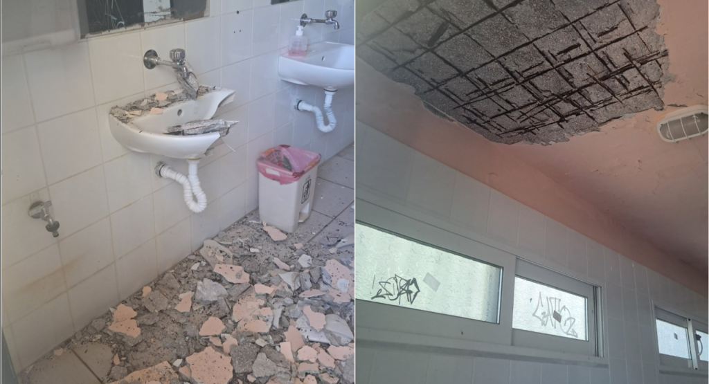 «Μαύρο» χάλι το 16ο Δημοτικό Αθηνών: Σοβάδες και κομμάτια από το ταβάνι πέφτουν στις τουαλέτες – Δείτε φωτογραφίες