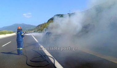 Παρανάλωμα του πυρός αυτοκίνητο στην Ε.Ο Αθηνών-Λαμίας: Έπιασε φωτιά ενώ βρισκόταν εν κινήσει (βίντεο)