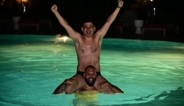 O E.Φουρνιέ έκανε πάρτι μετά την Euroleague! – Βουτιά στην πισίνα με τον Α.Κατσίκη στο γλέντι του Ολυμπιακού