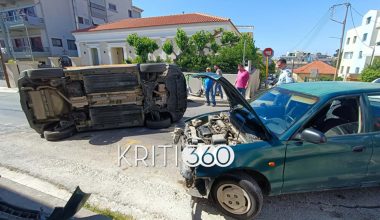 Αναστάτωση στα Χανιά μετά από σφοδρή σύγκρουση αυτοκινήτων έξω από τα δικαστήρια (φωτογραφίες)