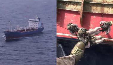Κόλπος του Ομάν: H στιγμή της διάσωσης του πληρώματος του πετρελαιοφόρου που κτυπήθηκε από αμερικανικό μαχητικό