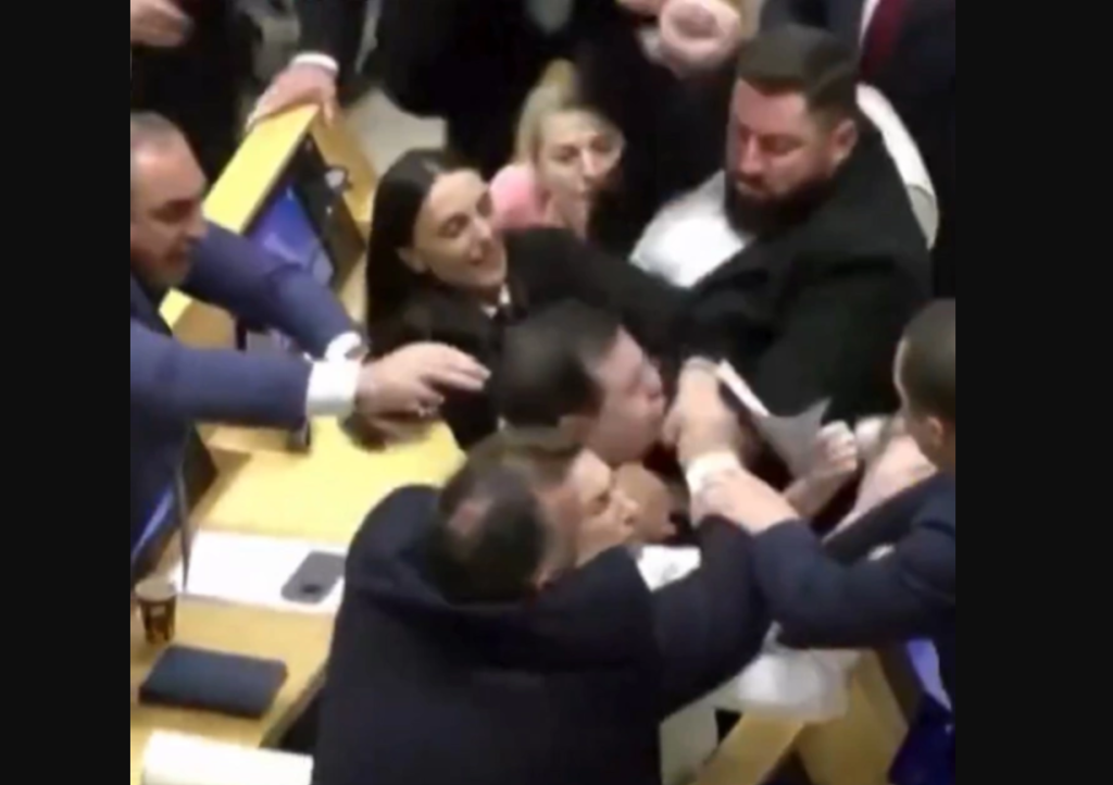 Σκηνές «ροντέο» στο κοινοβούλιο της Γεωργίας: Απίστευτο ξύλο μεταξύ βουλευτών – Ενεπλάκησαν και γυναίκες (βίντεο)