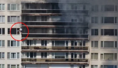 Φωτιά σε συγκρότημα κατοικιών στην Αμβέρσα: Η στιγμή που άνδρας σώζει τον γείτονά του από το μπαλκόνι! (βίντεο)