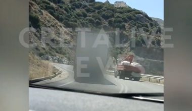 Ηράκλειο: Νταλίκα κάνει παράνομη προσπέραση πάνω σε στροφή – Σοκάρει το βίντεο