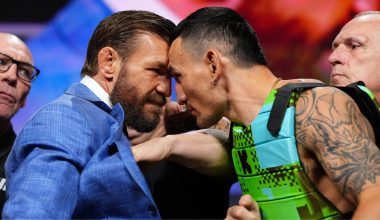 UFC 329: Επικό face-off ΜακΓκρέγκορ με Χόλογουεϊ – Εμφανίστηκε με… «κίτρινο γιλέκο μάχης» από video game