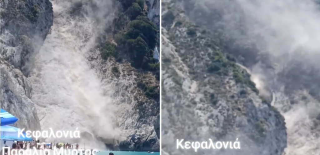 Κεφαλονιά: Πτώση βράχων στην παραλία Μύρτος προκάλεσε αναστάτωση – Δείτε το βίντεο