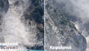 Κεφαλονιά: Πτώση βράχων στην παραλία Μύρτος προκάλεσε αναστάτωση – Δείτε το βίντεο