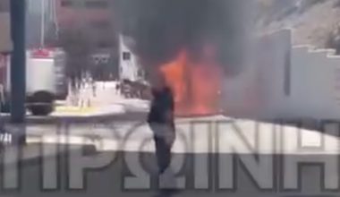 Στιγμές τρόμου στο νοσοκομείο Καβάλας: Λεωφορείο τυλίχθηκε στις φλόγες (βίντεο)