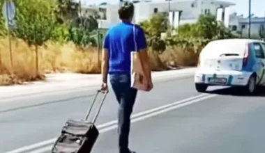 Ρόδος: Πεζός με βαλίτσα περπατούσε αμέριμνος στη μέση του δρόμου (βίντεο)