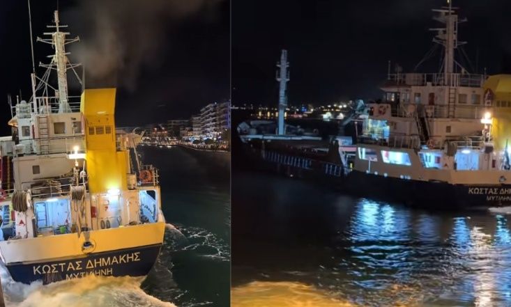 Βίντεο: Η στιγμή που φορτηγό πλοίο προσκρούει στην Παλιά Γέφυρα της Χαλκίδας!