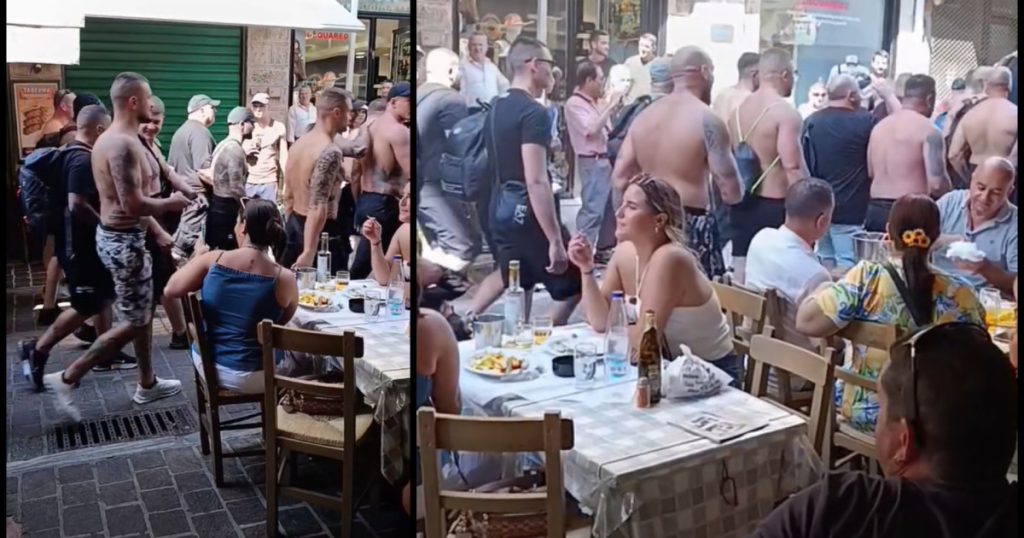 Ημίγυμνοι οπαδοί της Λέφσκι Σόφιας στο Μοναστηράκι – Καταγράφηκαν περιστατικά παρενόχλησης (βίντεο)