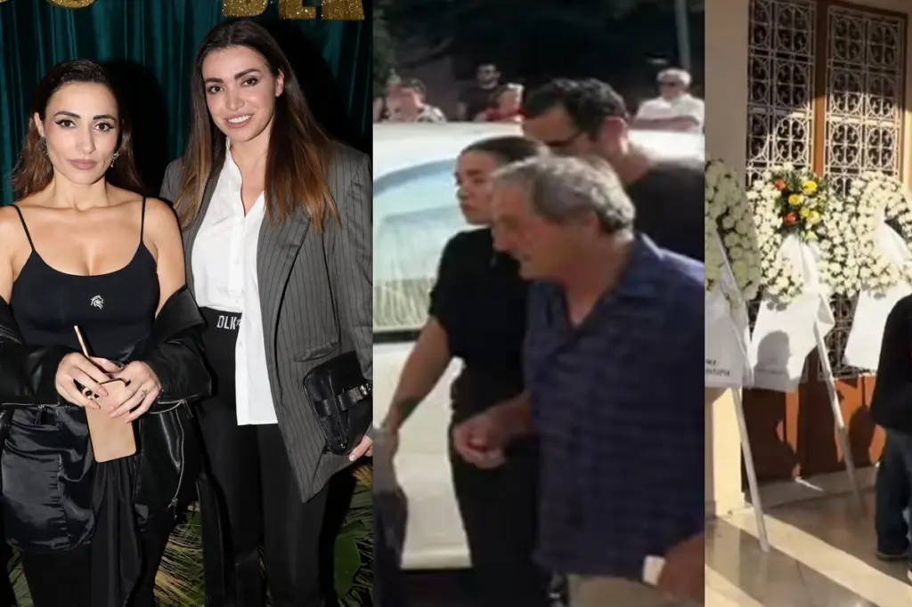 Σπαραγμός στην κηδεία του αδερφού της Όλγας Φαρμάκη: Υποβασταζόμενη πήγε στην εκκλησία (βίντεο)