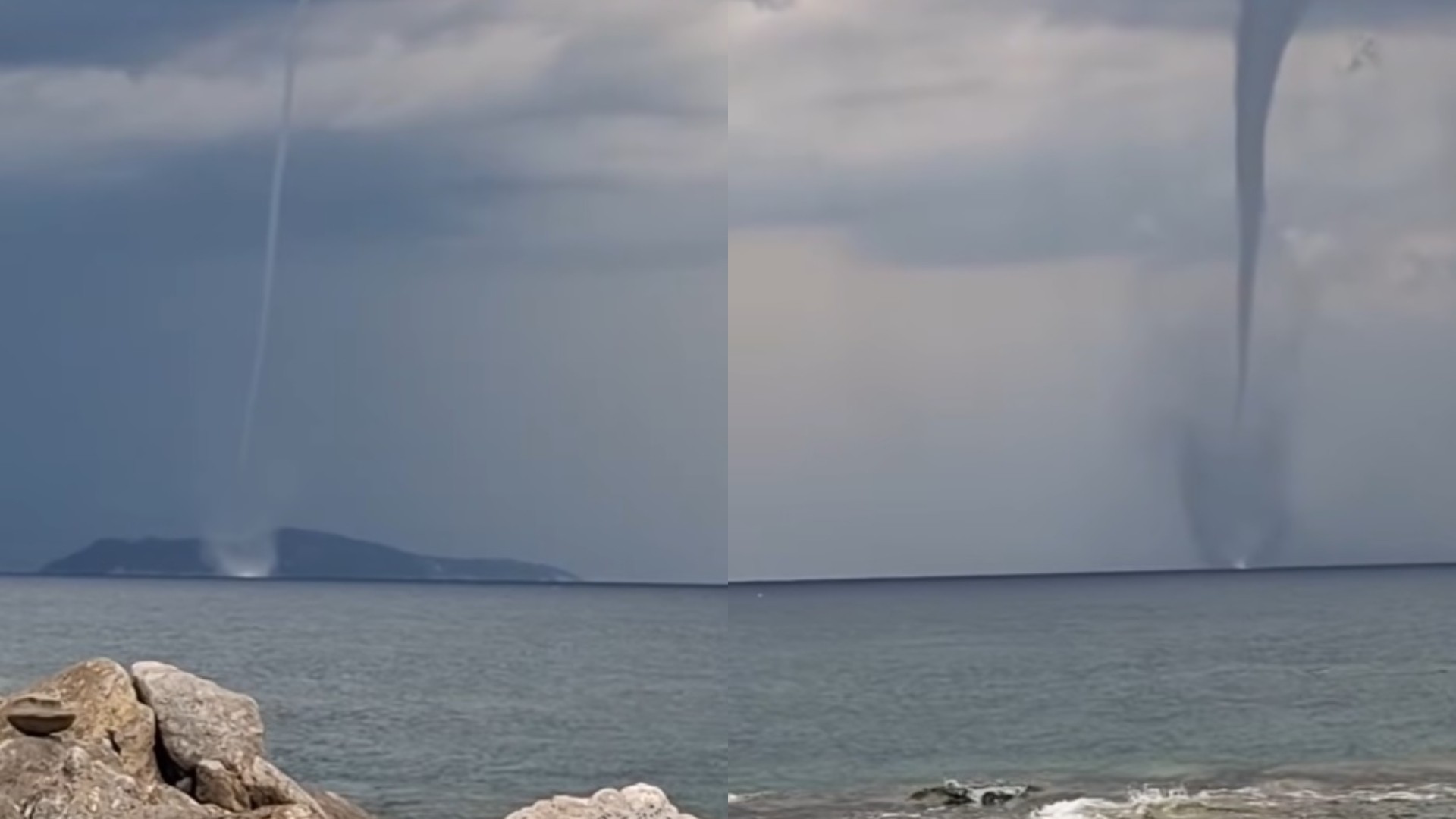 Δύο υδροστρόβιλοι εμφανίστηκαν ταυτόχρονα στο Ιόνιο – Βίντεο από το σπάνιο θέαμα