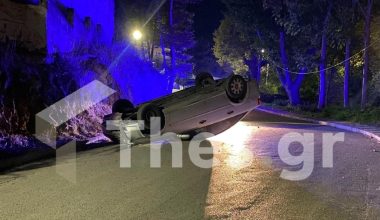Εκτροπή οχήματος στη Θεσσαλονίκη: Τούμπαρε το αμάξι – Τραυματίας ο οδηγός (φωτο)