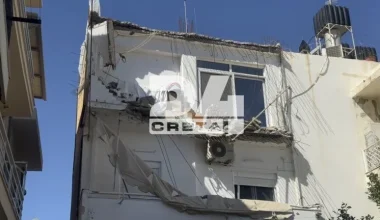 Ηράκλειο Κρήτης: Κατέρρευσαν τμήματα πολυκατοικίας στο Ατσαλένιο (βίντεο)