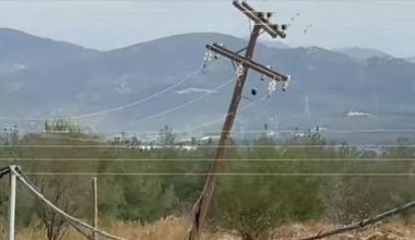 Δείτε βίντεο: Κολώνα «κίνδυνος» του ΔΕΔΔΗΕ για τα αυτοκίνητα στην Ε.Ο. Κομοτηνής – Κερασιάς