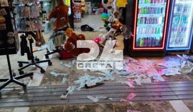 Ηράκλειο: Άγρια συμπλοκή μεταξύ δύο ανδρών στον δρόμο – Ζημιές σε περίπτερο (φωτο)