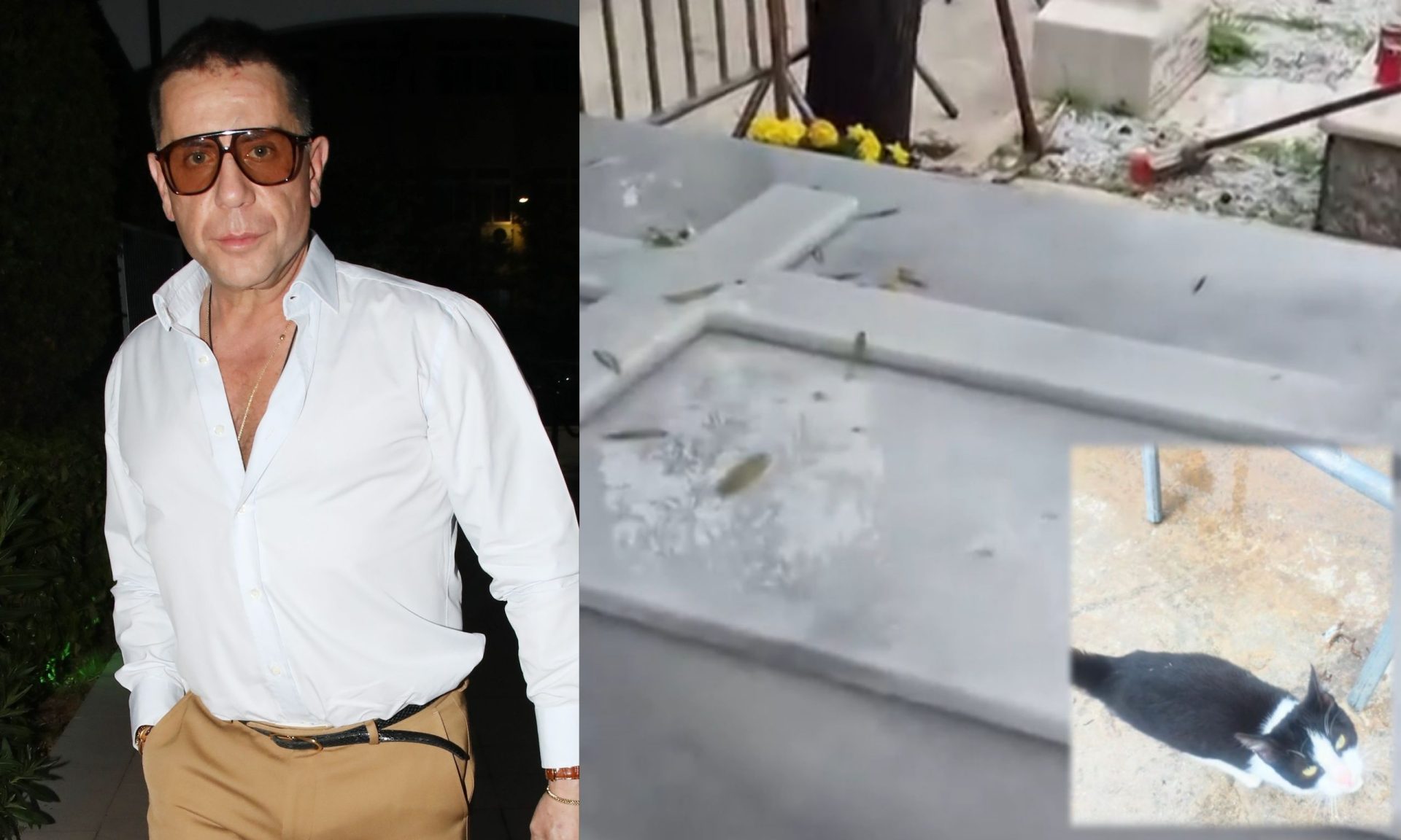 Εργασίες στον οικογενειακό τάφο του Γιώργου Μαζωνάκη στη Νίκαια: Ο γατούλης Μάιλο πιστός «φρουρός»