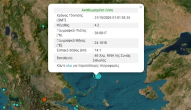 Σεισμική δόνηση 4,2 Ρίχτερ στη Χαλκιδική τα ξημερώματα του Σαββάτου